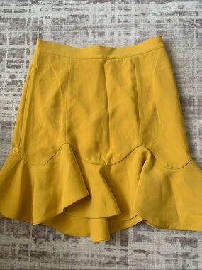 Bardot Bright Yellow Ruffle-Hem Mini Skirt